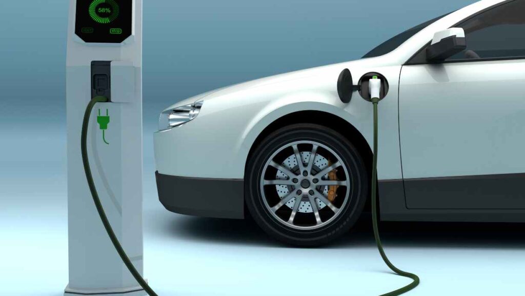 A electric car getting charge