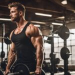 A muscular man lifting weights in a well-equipped gym.